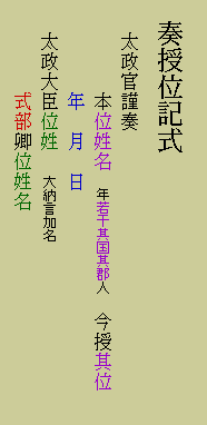 奏授位記式図 3K