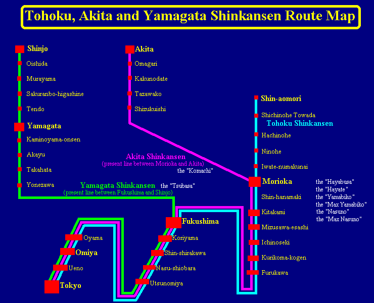 Tohoku, Akita & Yamagata Shinkansen Guide Map